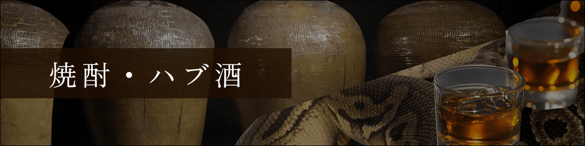 沖縄県産の芋焼酎をはじめに、沖縄ならではのハブ酒をご用意いたしました。